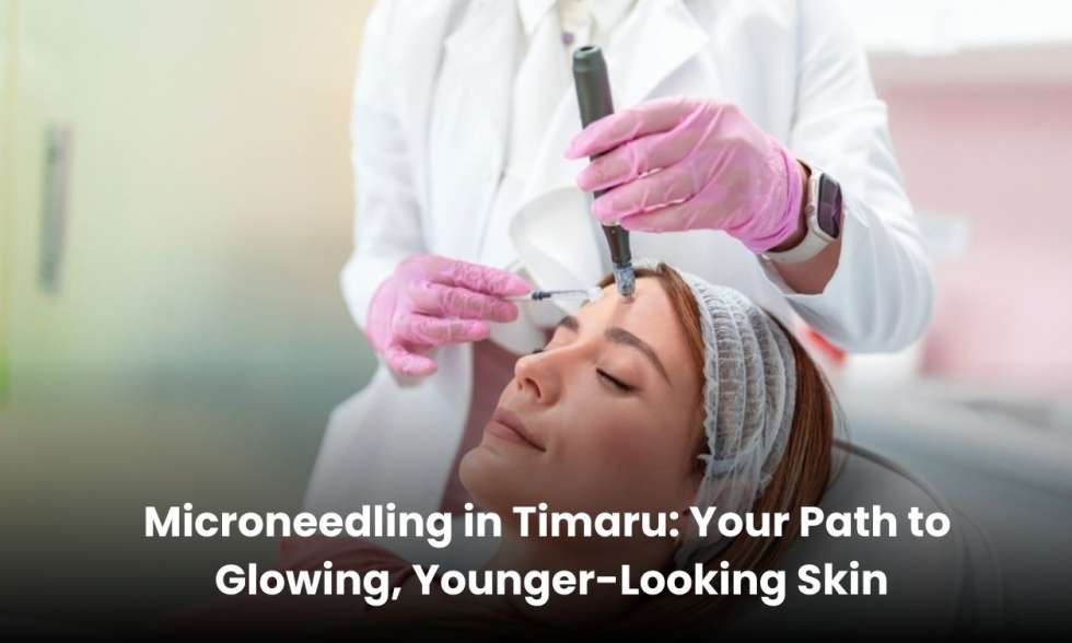 A woman receiving a professional microneedling treatment in a skincare clinic in Timaru, New Zealand