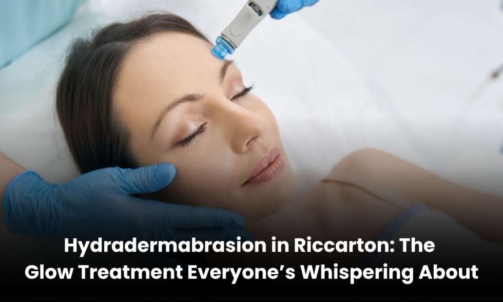 Woman receiving hydradermabrasion facial treatment in Riccarton spa for glowing, healthy skin