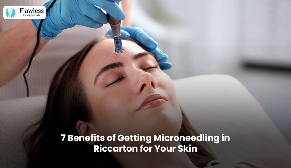 Woman receiving microneedling treatment in Riccarton for glowing and healthy skin.