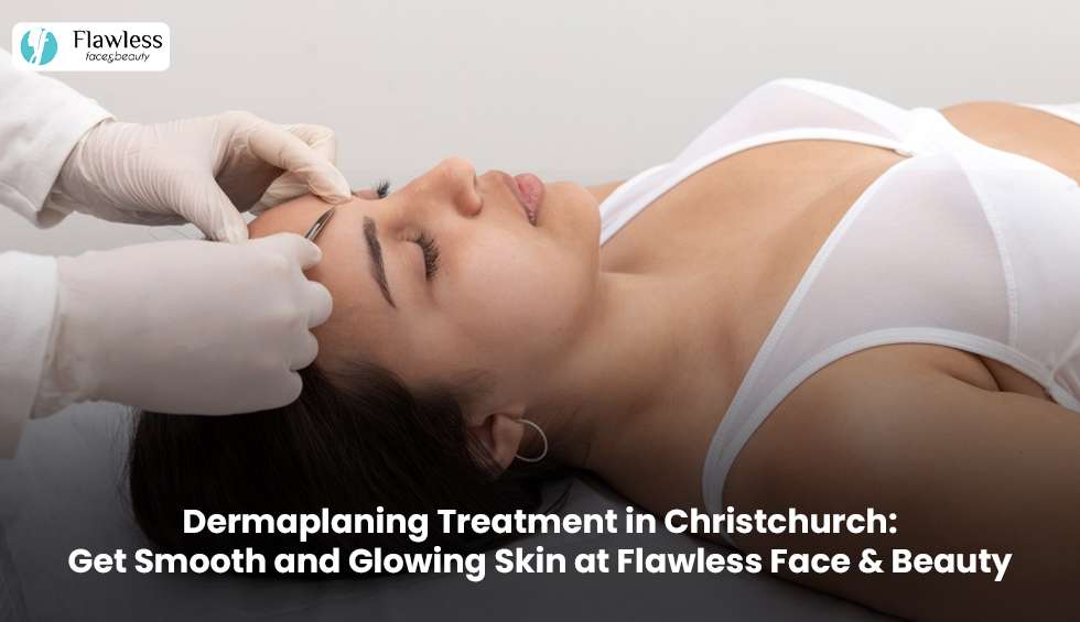 Woman receiving a professional dermaplaning treatment at Flawless Face & Beauty in Christchurch for smooth and glowing skin.