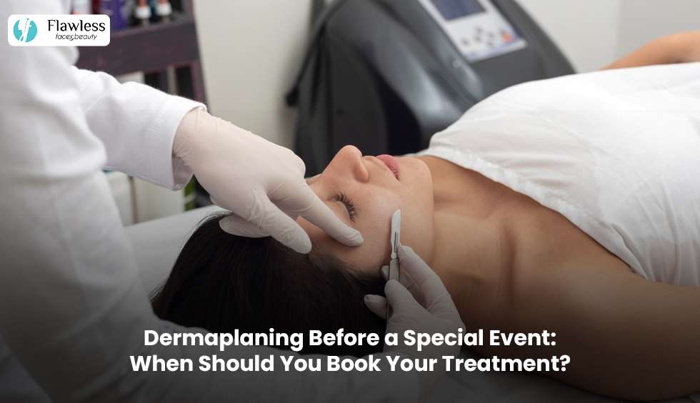 Woman receiving a professional dermaplaning treatment before a special event