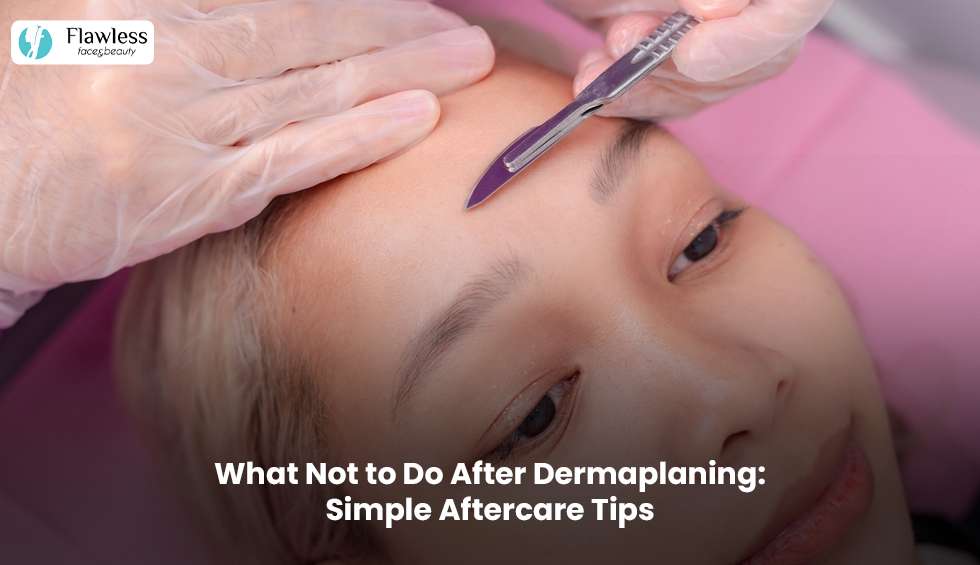 Woman receiving a dermaplaning facial treatment for smoother-looking skin