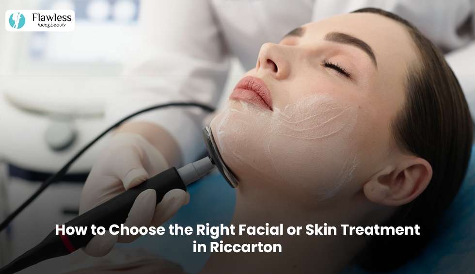 Woman receiving a professional facial skin treatment in Riccarton
